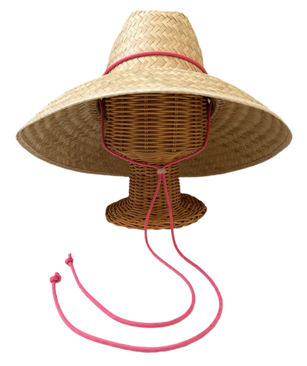 uhr【ウーア】　Portable Sun Hat Begonia Sun Hat - Neon Pink Lanyard with Rose Quartz Toggle