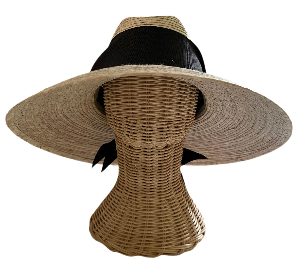 Hollyhock Sun Hat - Wide & Short Black Grosgrain Ribbon  display picture 2