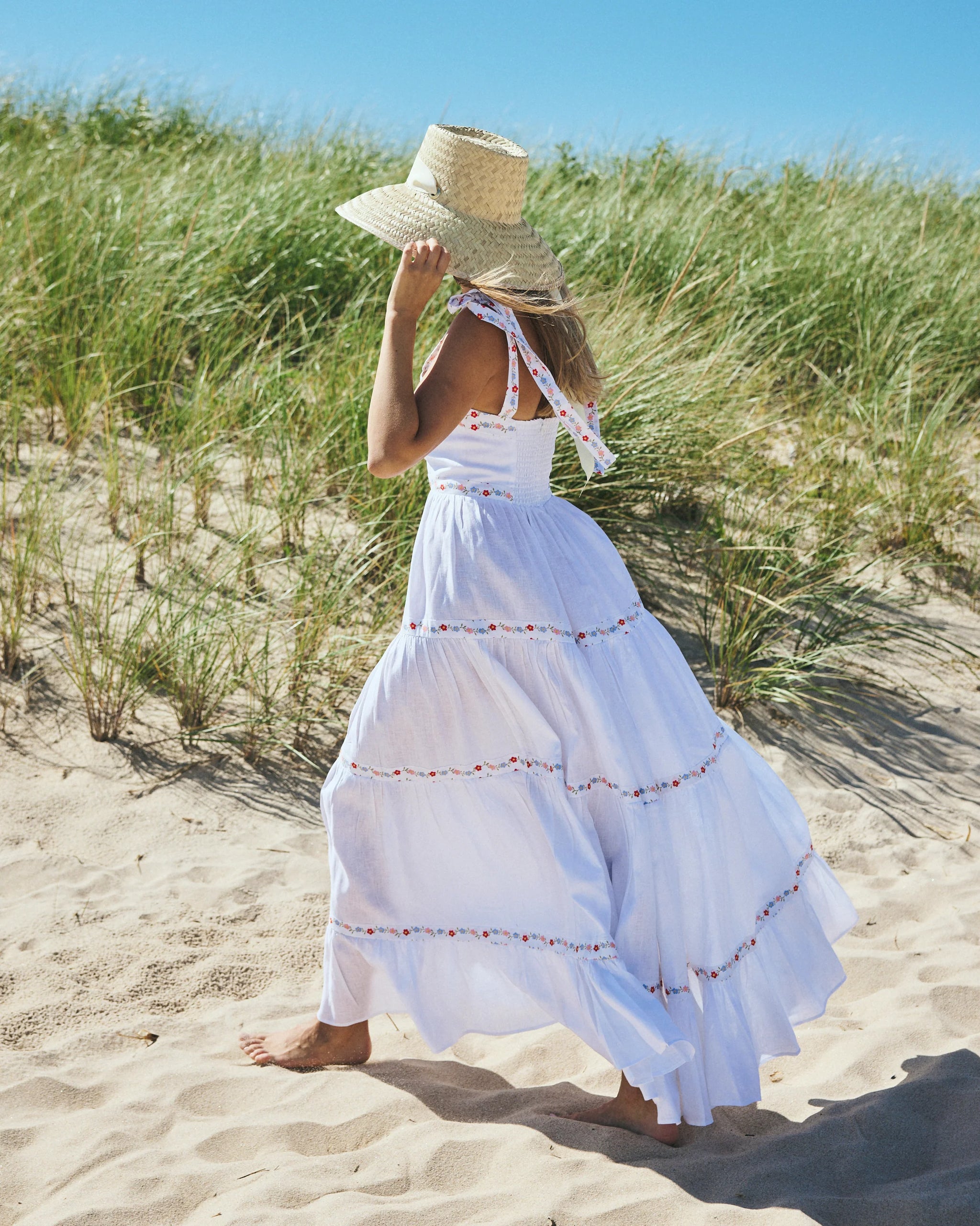Blue Sunflower with Lace Sun Hat STRAW HAT - WOVEN PALM SUNFLOWER main image 3