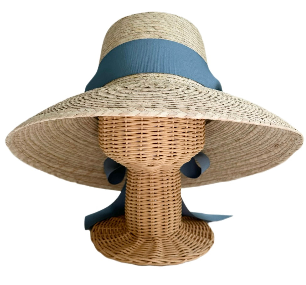 Biltmore Straw Sun Hat with Royal Blue Grosgrain Band and Crest Biltmore 1917 Wide Brim Straw Fedora – Stark and Legum main image 3