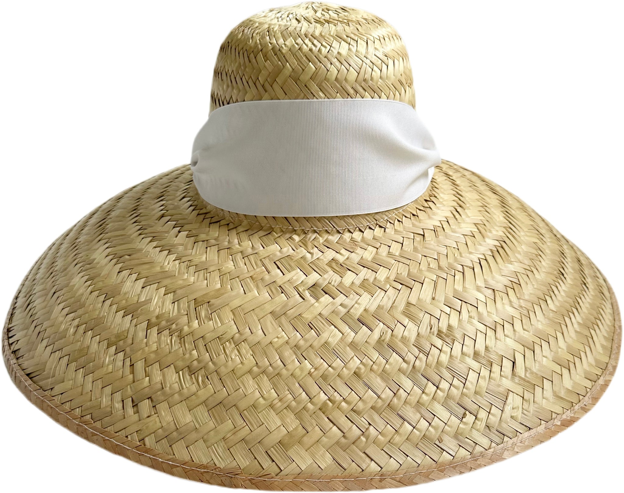 Geranium Sun Hat - Wide & Short White Grosgrain Ribbon  display picture 1