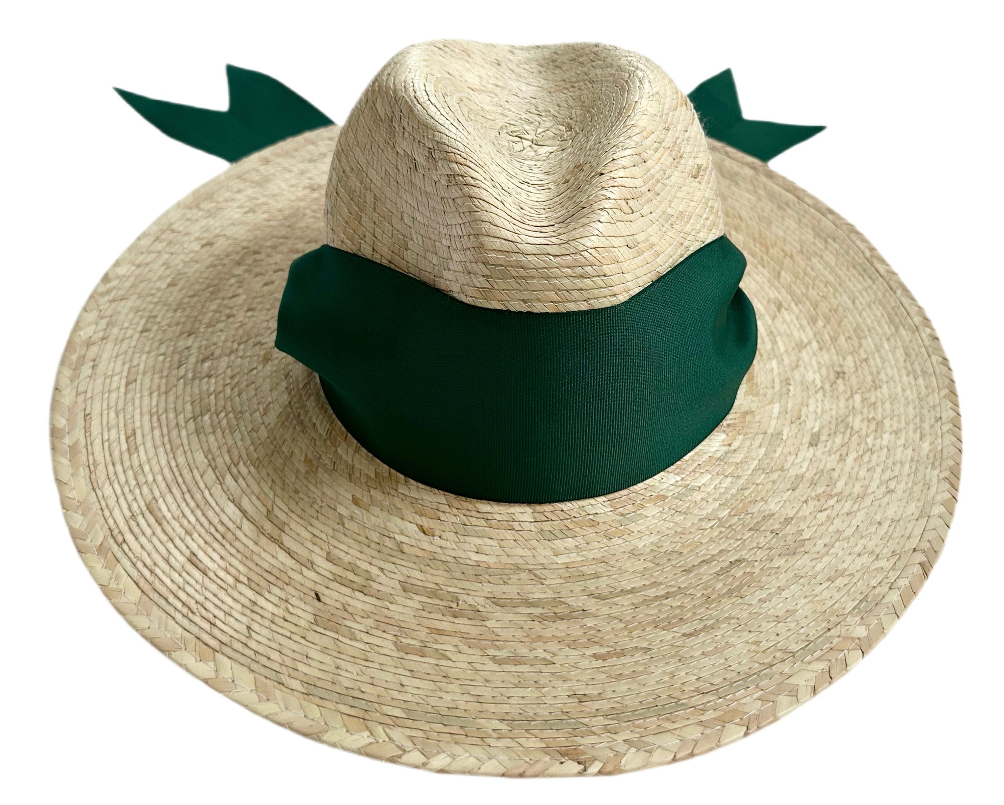 Zinnia Sun Hat - Wide & Short Masters Green Grosgrain Ribbon  display picture 3