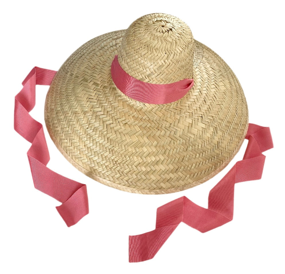 Geranium Sun Hat - Long Rose Pink French Millinery Grosgrain Ribbon