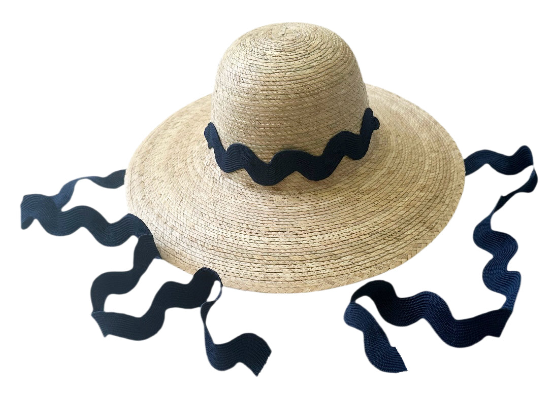 Buttercup Little Girl’s Hat - Navy Ric-Rac Ribbon – Sarah Bray Bermuda