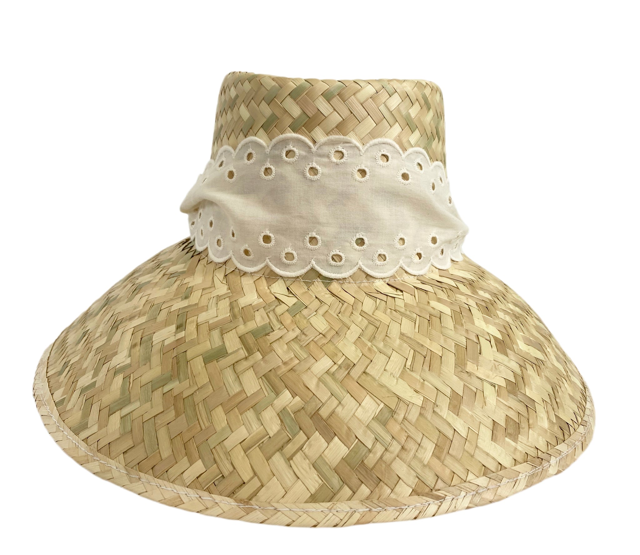 Amaryllis Sun Hat - Antique Eyelet Scallop Lace Ribbon – Sarah