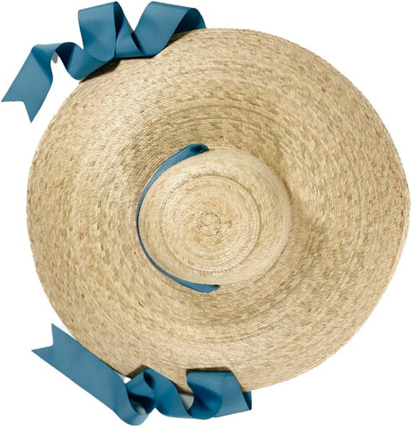 Dahlia straw hat - Extra wide with fringed edge and detachable ribbon Small (56cm)