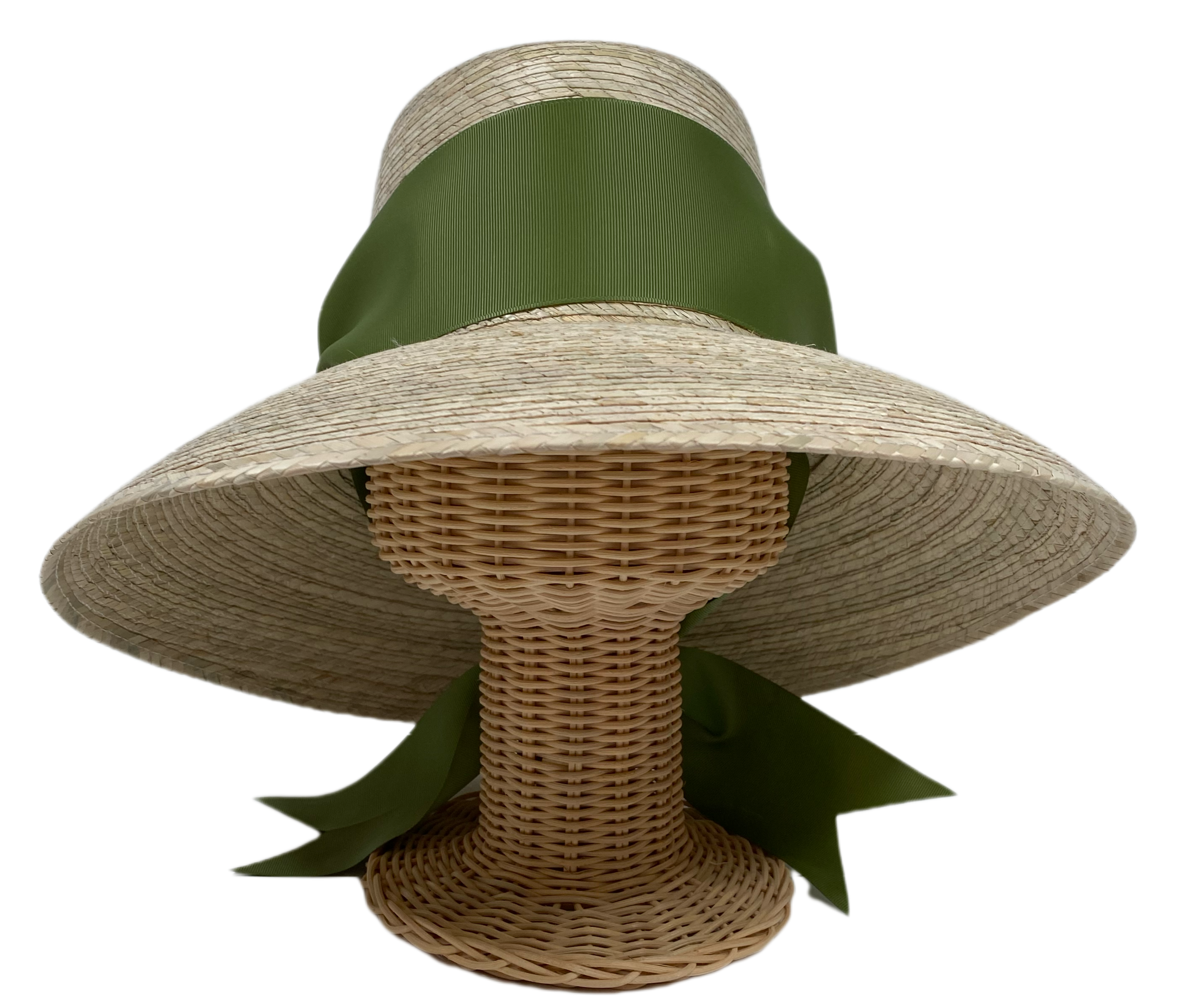 Travel Olive Green Ribbon Straw Hat, Designer Collection